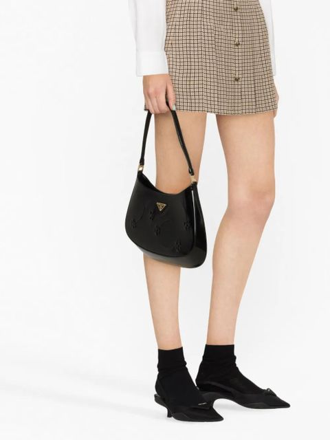 Prada Cleo embossed-detail shoulder bag - Black