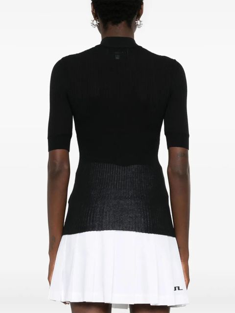 Casablanca logo-patch ribbed top - Black