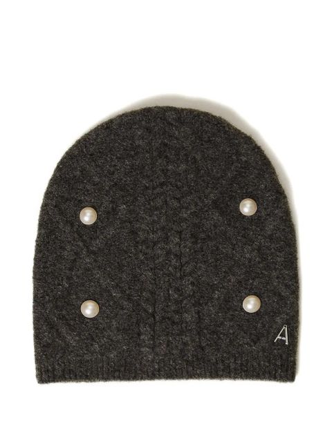 TWINSET pearl-embellished cable-knit beanie hat - Grey - zdjęcie produktu nr 1