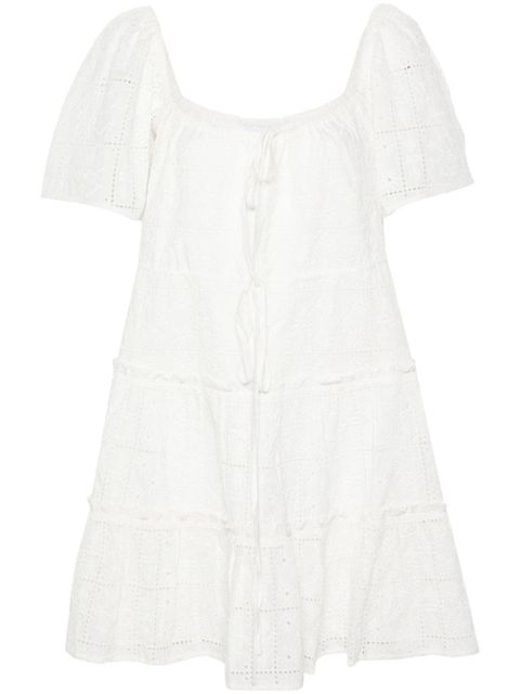 GANNI Egret broderie-anglaise mini dress - White