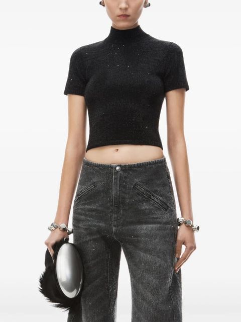 Alexander Wang crystal-embellished hotfix top - Black