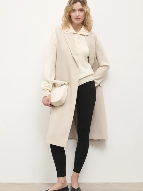 Answear.LAB kamizelka kolor beżowy dwurzędowa