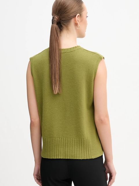 United Colors of Benetton kamizelka z dodatkiem wełny kolor zielony lekki 126WD10BA