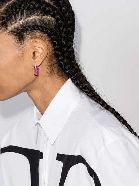 EÉRA 18kt white gold diamond hoop earring - Pink - zdjęcie produktu nr 2