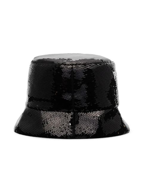 Prada logo-embellished sequined bucket hat - Black