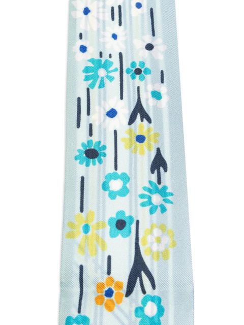 Lanvin floral-print striped scarf - Blue
