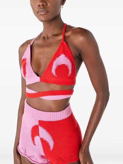 Marine Serre crochet moon bra - Red