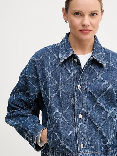 Calvin Klein Jeans kurtka jeansowa kolor niebieski przejściowa oversize LV047D749G