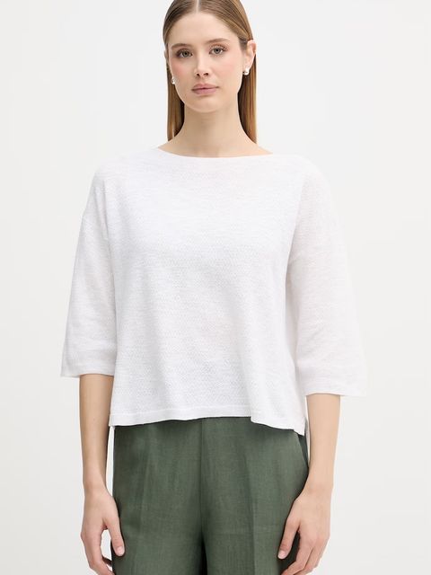 United Colors of Benetton sweter z krótkim rękawem damski z lnem - zdjęcie produktu nr 2