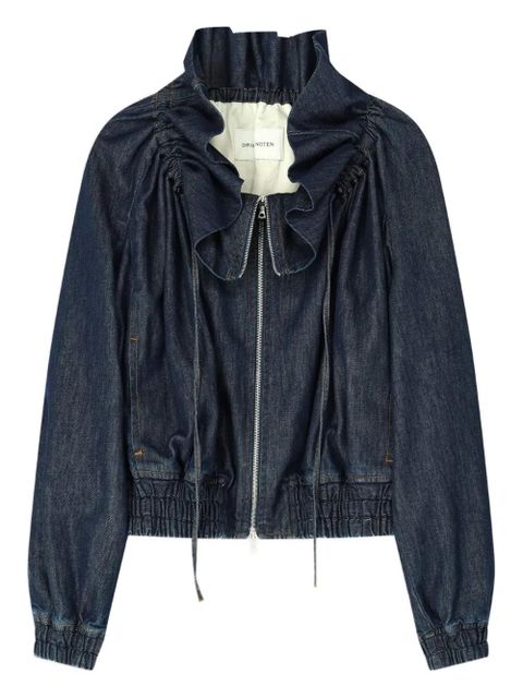 DRIES VAN NOTEN denim ruffled cocoon jacket - Blue - zdjęcie produktu nr 1