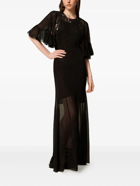 TWINSET embroidered georgette dress - Black - zdjęcie produktu nr 2