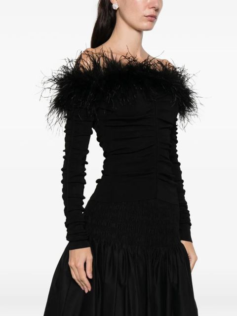 Self-Portrait feather ruched top - Black - zdjęcie produktu nr 2