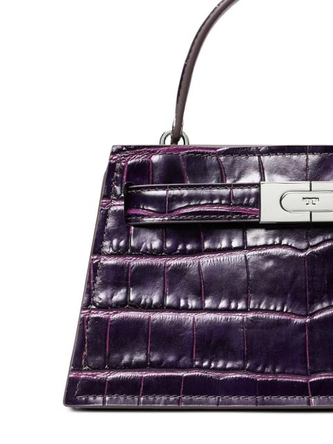 Tory Burch mini Lee Radziwill crocodile-embossed top-handle mini bag - Purple