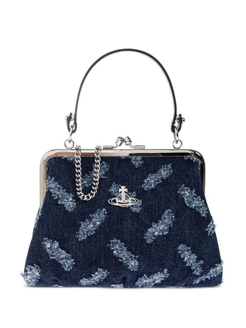 Vivienne Westwood Orb-pattern frayed denim tote bag - Blue - zdjęcie produktu nr 1