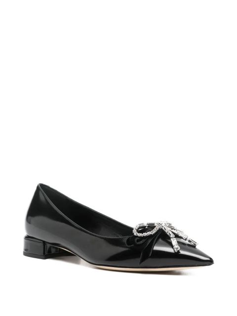 Jimmy Choo Auria crystal bow flat shoes - Black