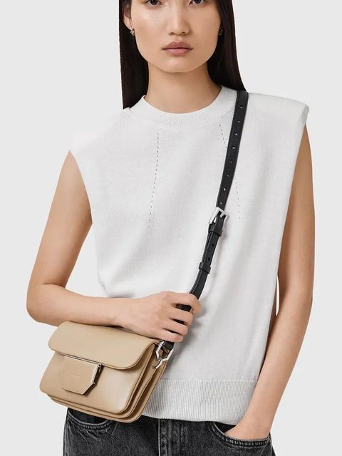 AllSaints torebka skórzana JUPITER kolor beżowy W263XC - zdjęcie produktu nr 2