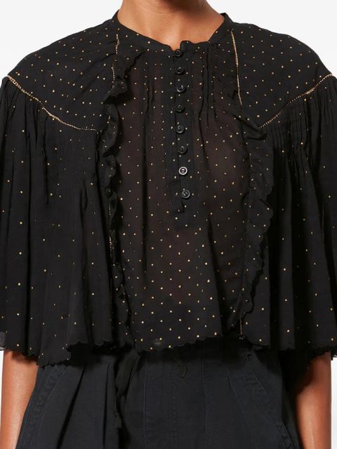 MARANT ÉTOILE Veenia ruffled dotted blouse - Black