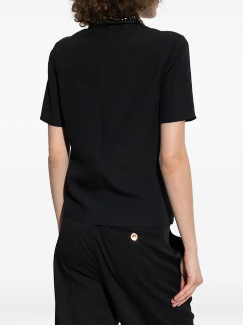 Versace embellished-collar short-sleeve blouse - Black