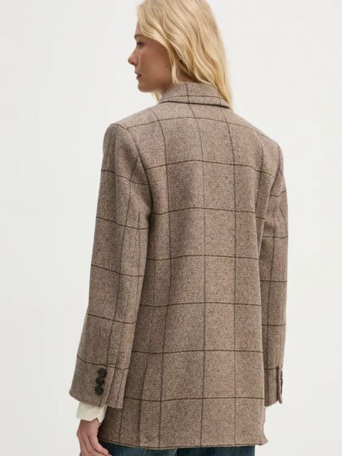 By Malene Birger marynarka z domieszką wełny RAILEY kolor beżowy dwurzędowa wzorzysta Q72631004