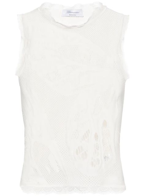 Blumarine lace-trim tank top - White