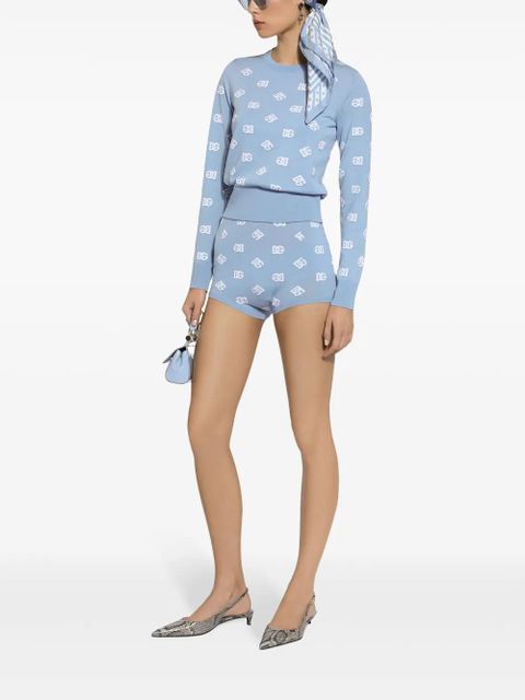 Dolce & Gabbana DNA logo-embroidered mini-shorts - Blue - zdjęcie produktu nr 2