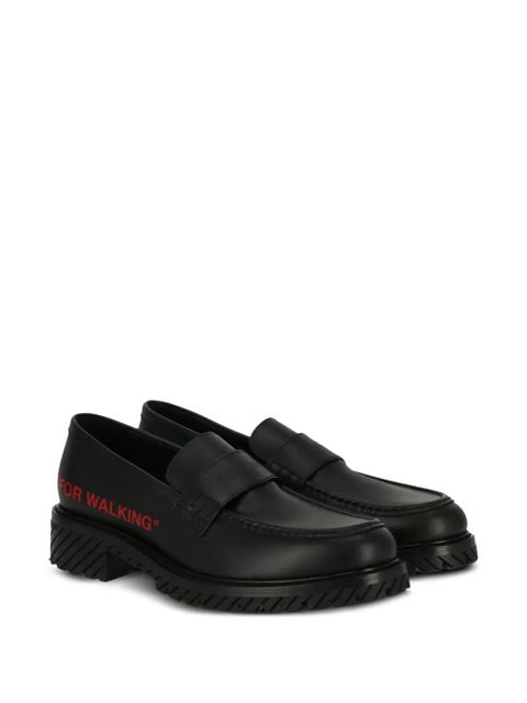 Off-White slogan-print loafers - Black
