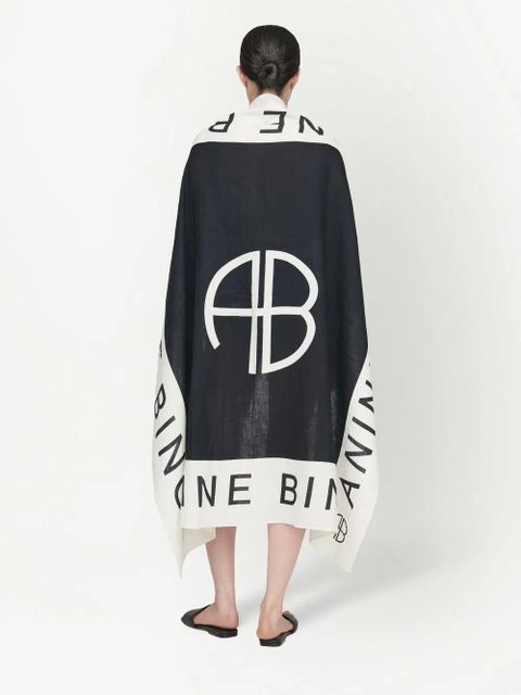 ANINE BING Praia logo-print sarong - Black