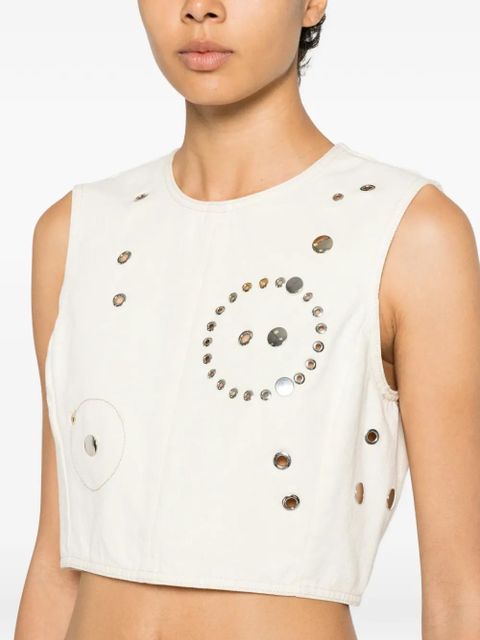 Chloé stud-embellished crop top - Neutrals