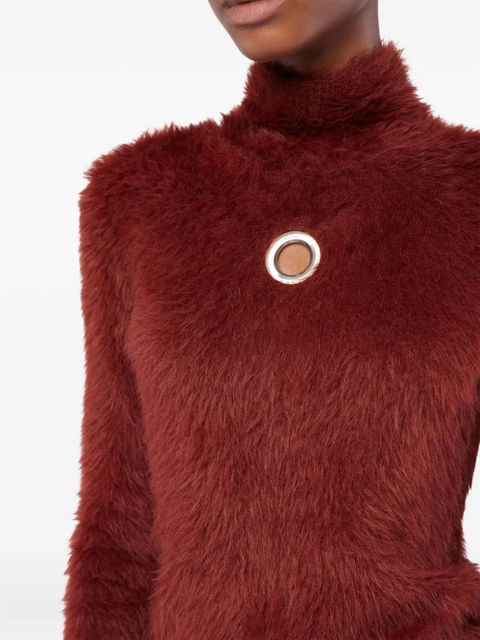 Rabanne eyelet-detail long-sleeves sweater - P213 RED