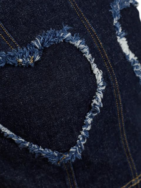 Moschino frayed heart-motif top - Blue