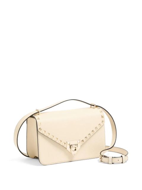 Valentino Garavani Rockstud small shoulder bag in grainy calfskin - Neutrals