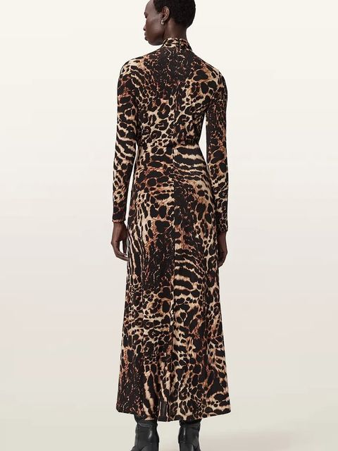 AllSaints sukienka kolor brązowy maxi rozkloszowana W206DD - zdjęcie produktu nr 2