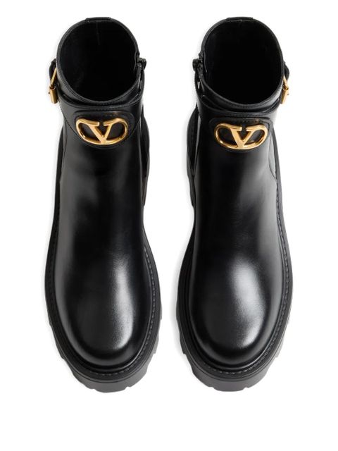 Valentino Garavani 55mm VLogo Signature buckle-fastening ankle boots - Black