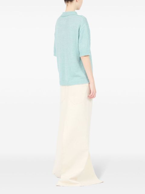 Maison Margiela short-sleeve hemp polo top - Blue