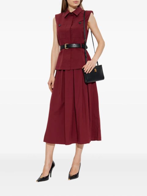 Self-Portrait belted pleated dress - Red