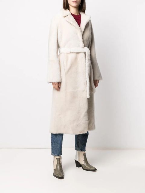 Yves Salomon full-length shearling coat - White