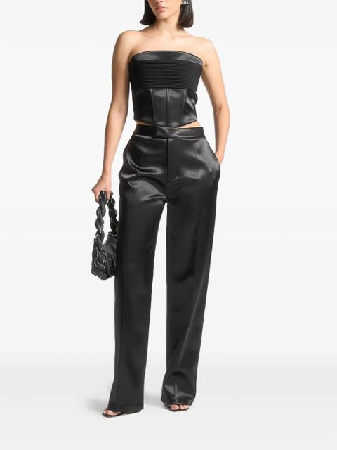 Manière De Voir pintuck bandeau satin corset top - Black - zdjęcie produktu nr 2