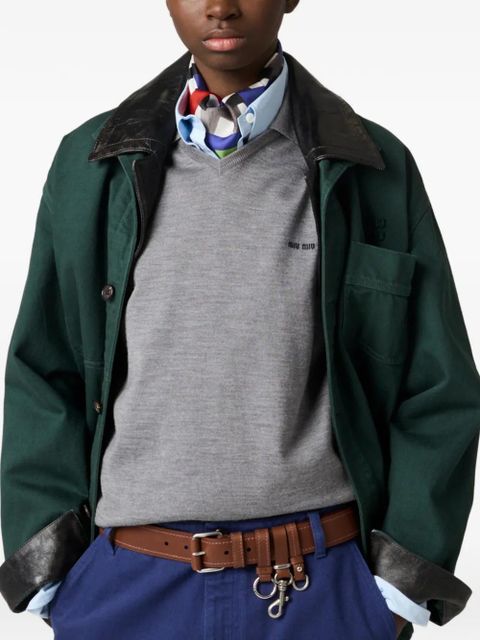 Miu Miu patch-pocket logo jacket - Green