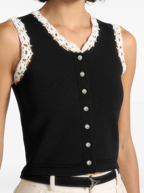 Manière De Voir Evelyn crochet-frill crop top - Black