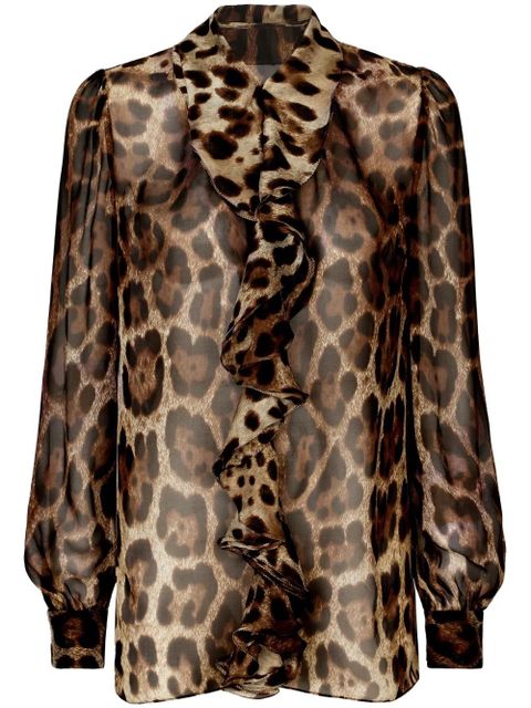 Dolce & Gabbana leopard-print silk blouse - Brown - zdjęcie produktu nr 1