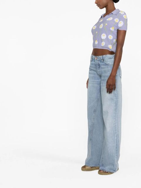 GANNI seam-detail wide-leg jeans - Blue