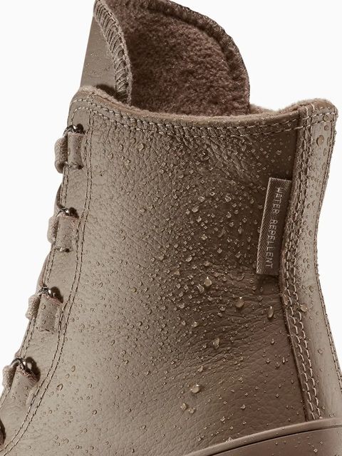 Converse botki skórzane Chuck 70 De Luxe Heel damskie kolor brązowy na słupku lekko ocieplone A13064C