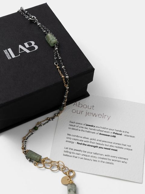 Answear.LAB naszyjnik z kyanitem zielonym ręcznie wykonany ze srebra pokrytego złotem