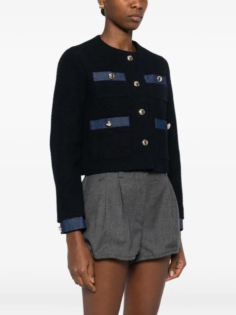 Maje button-embellished pocket tweed jacket - Blue - zdjęcie produktu nr 2