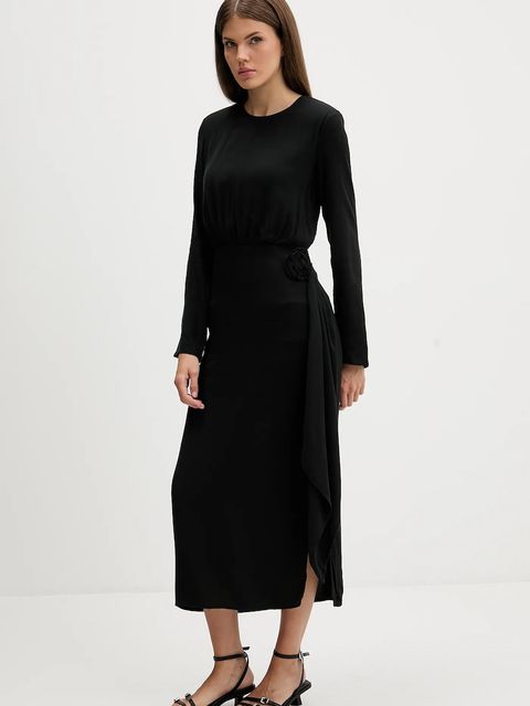 HUGO sukienka kolor czarny maxi rozkloszowana 50547704 - zdjęcie produktu nr 2