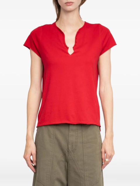 Zadig&Voltaire button-detail short-sleeve T-shirt - Red