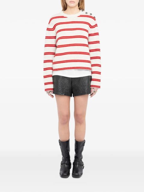 Zadig&Voltaire Spikyz striped buttoned-detail wool sweater - Neutrals - zdjęcie produktu nr 2