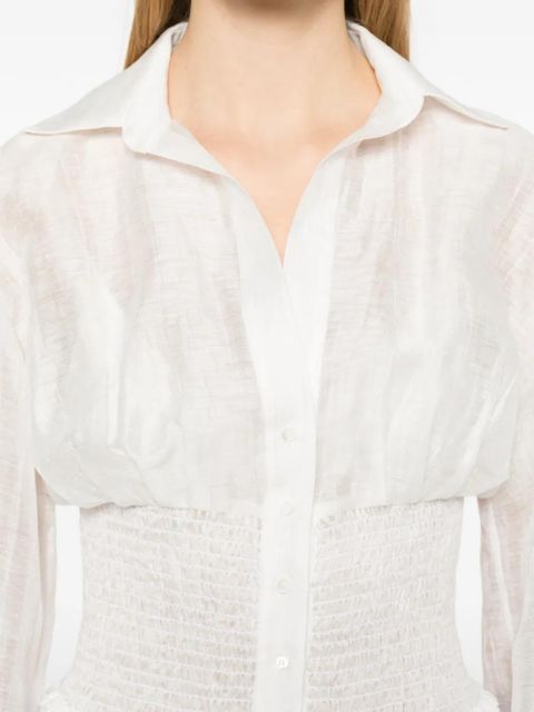 SANDRO smocked linen shirt - White