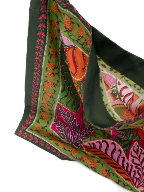 FARM Rio wooden handle print tote bag - Green