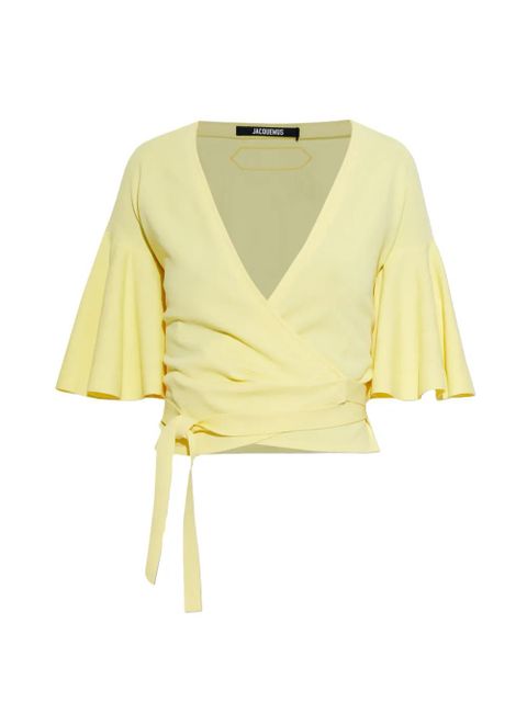 Jacquemus flutter-sleeved wrap top - Yellow - zdjęcie produktu nr 1